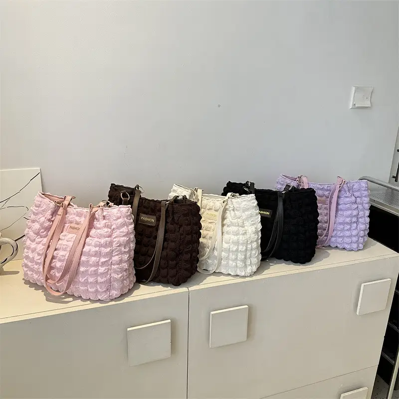 Purple Pleated Shoulder Bag for Women 2023 - Image 6