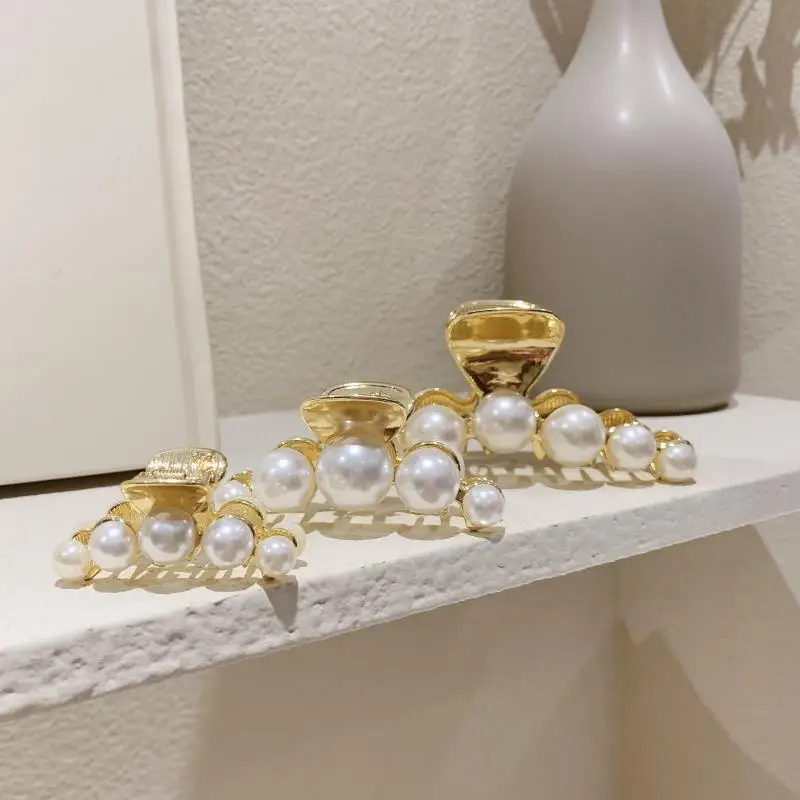 Gold Pearl Hairpin for Women Large Clip