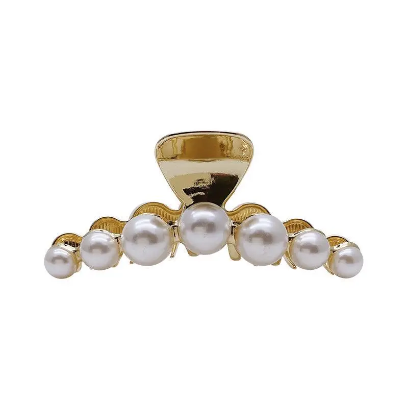 Gold Pearl Hairpin for Women Large Clip
