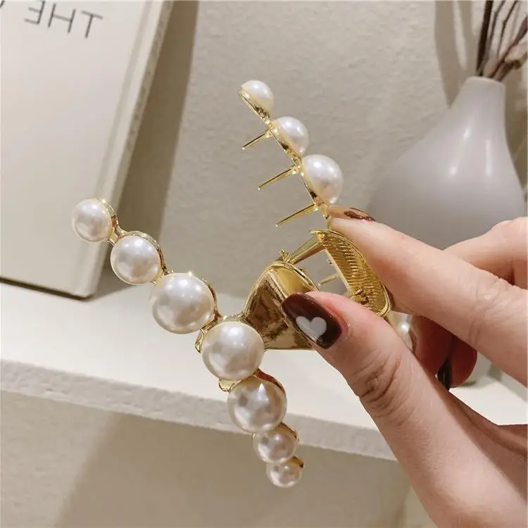 Gold Pearl Hairpin for Women Large Clip — feature 15