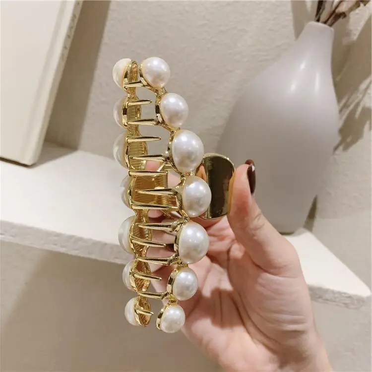 Gold Pearl Hairpin for Women Large Clip — feature 16