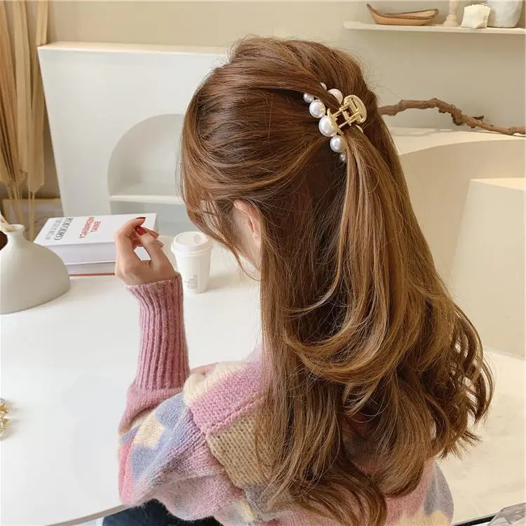 Gold Pearl Hairpin for Women Large Clip — feature 18