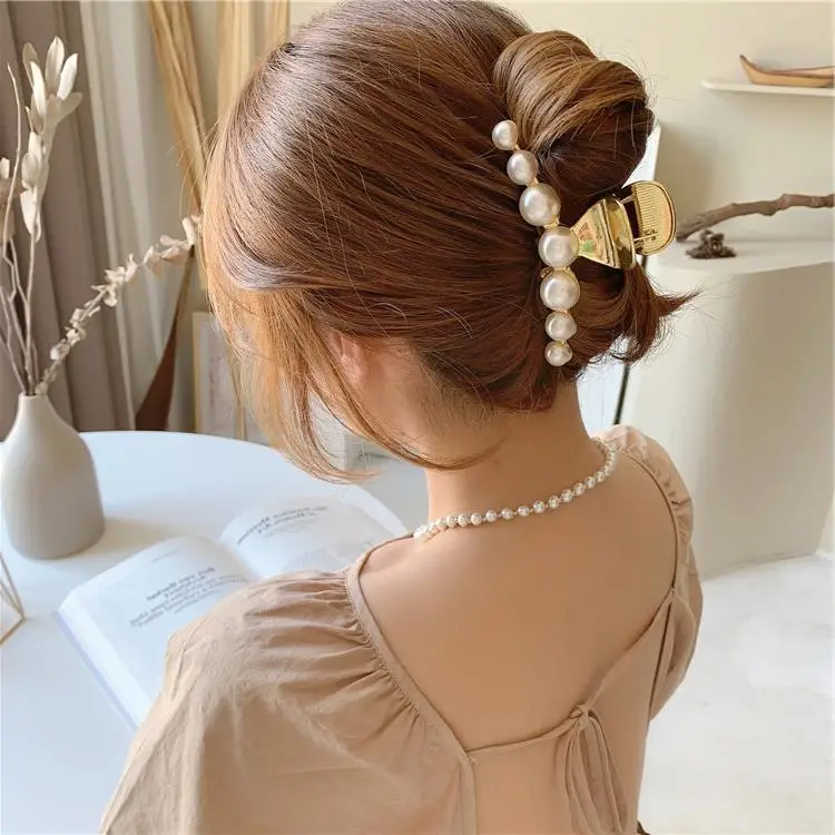 Gold Pearl Hairpin for Women Large Clip — feature 8