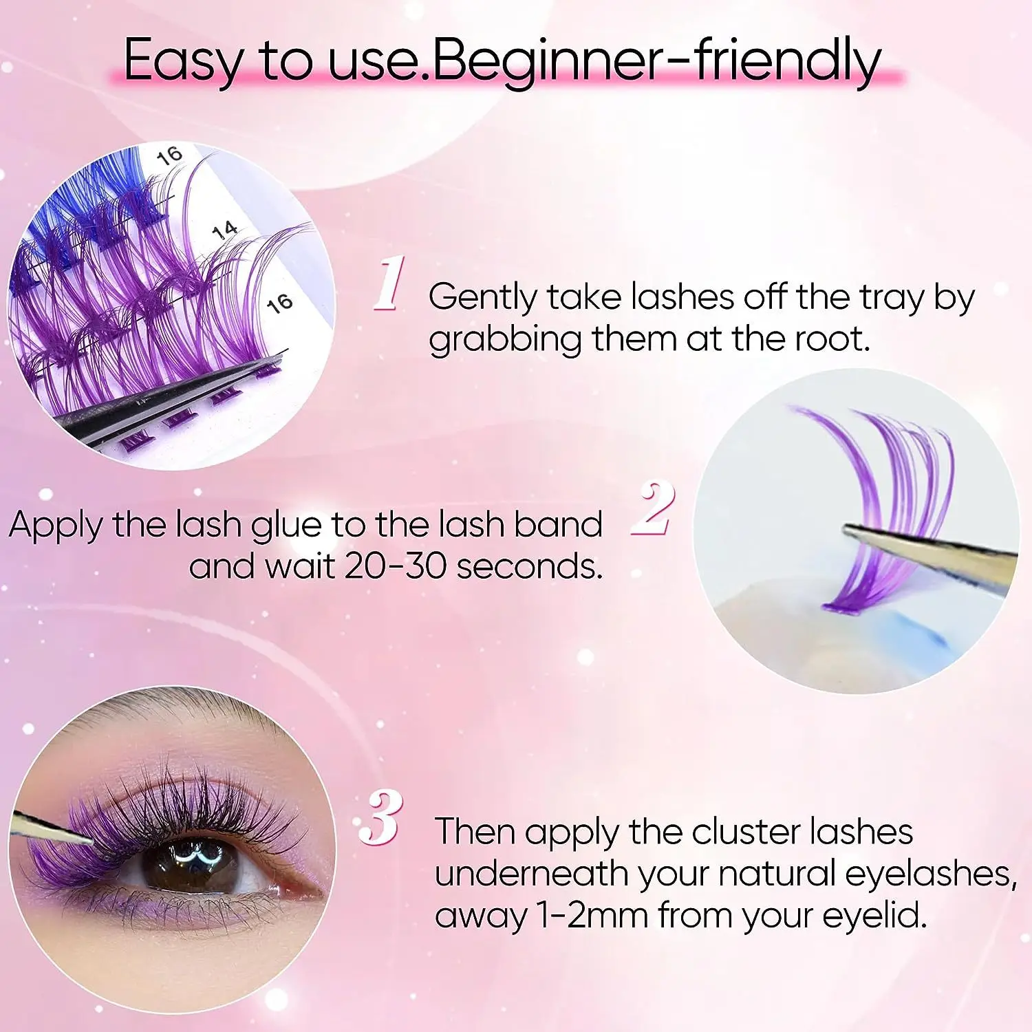 Cross-Border Colored False Eyelashes Individual Lashes D Curl - Image 5