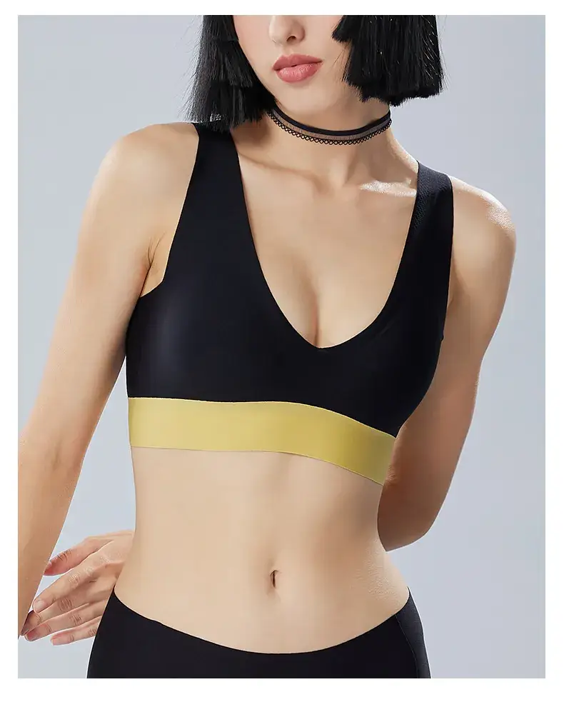 Contrast Color Seamless Underwear Small Chest Wide Shoulder Strap — feature 17