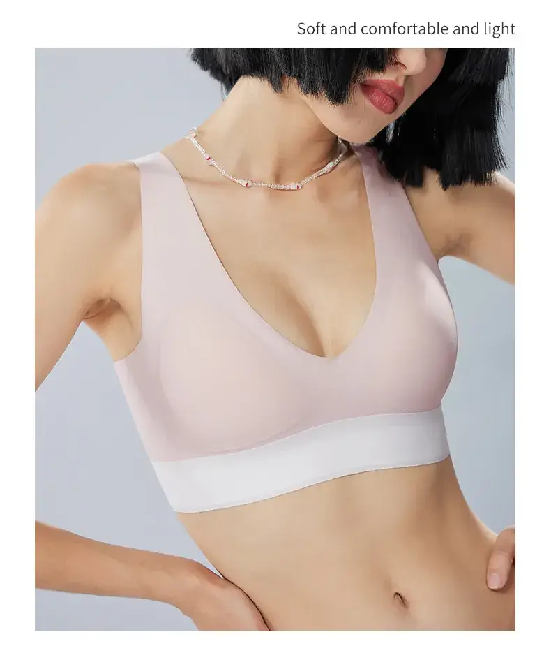 Contrast Color Seamless Underwear Small Chest Wide Shoulder Strap — feature 19