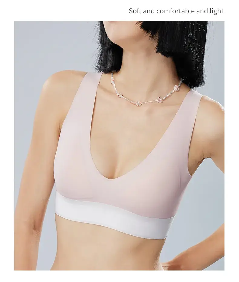 Contrast Color Seamless Underwear Small Chest Wide Shoulder Strap — feature 21