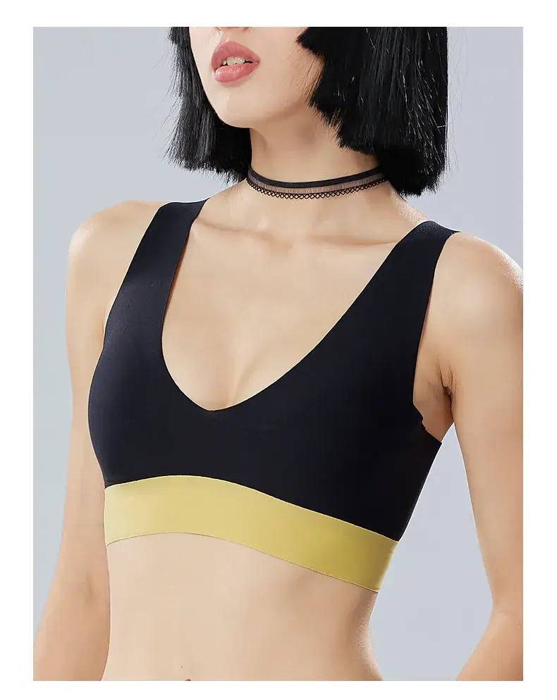 Contrast Color Seamless Underwear Small Chest Wide Shoulder Strap — feature 22
