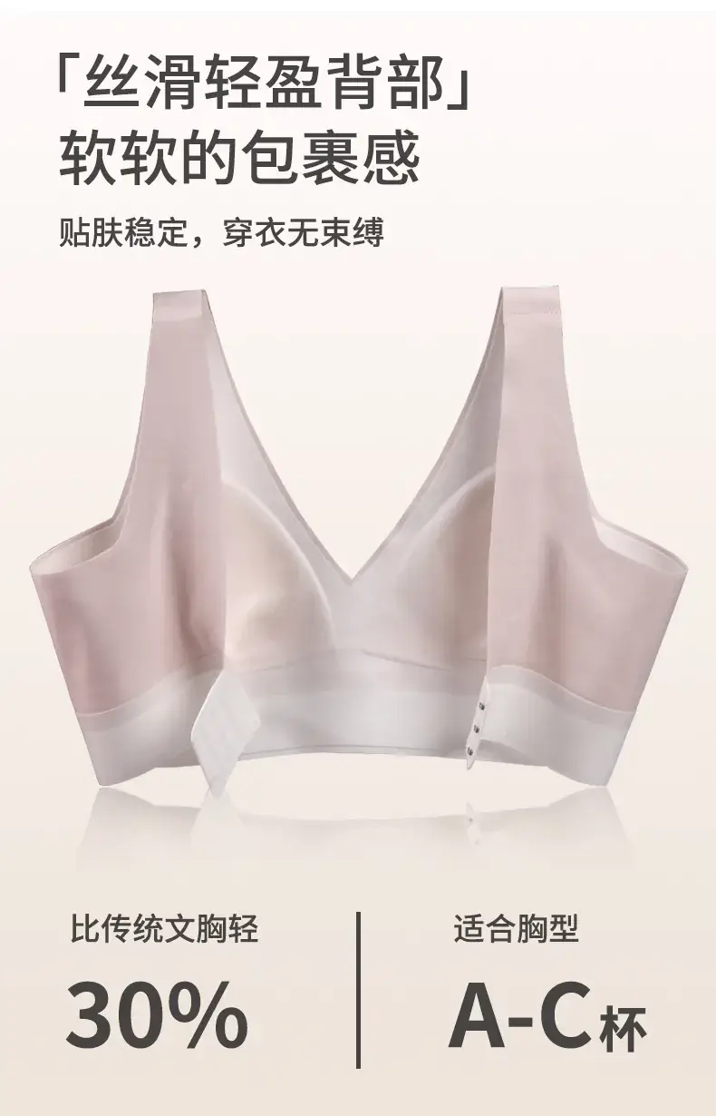 Contrast Color Seamless Underwear Small Chest Wide Shoulder Strap — feature 4