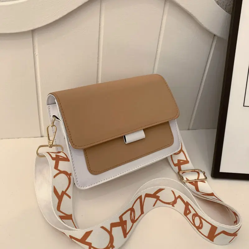 Women Crossbody Bag Brown Leather Retro Wide Strap 2026