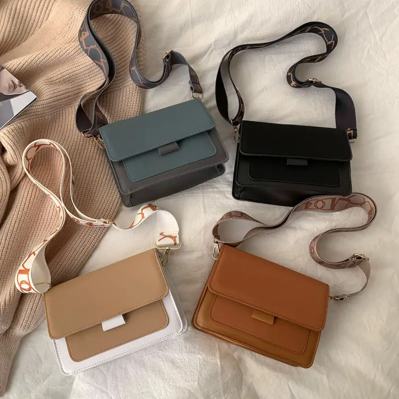 Women Crossbody Bag Brown Leather Retro Wide Strap 2026