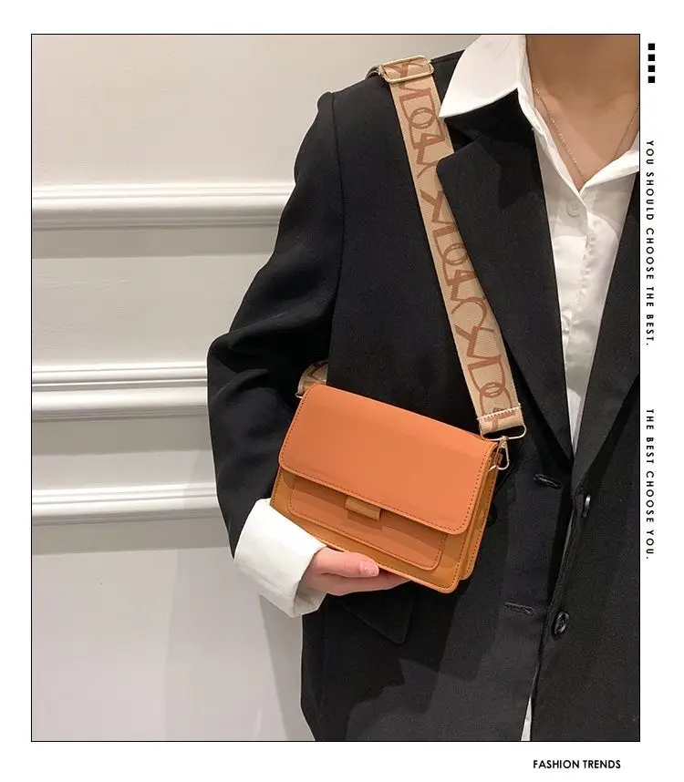 Women Crossbody Bag Brown Leather Retro Wide Strap 2026 — feature 1