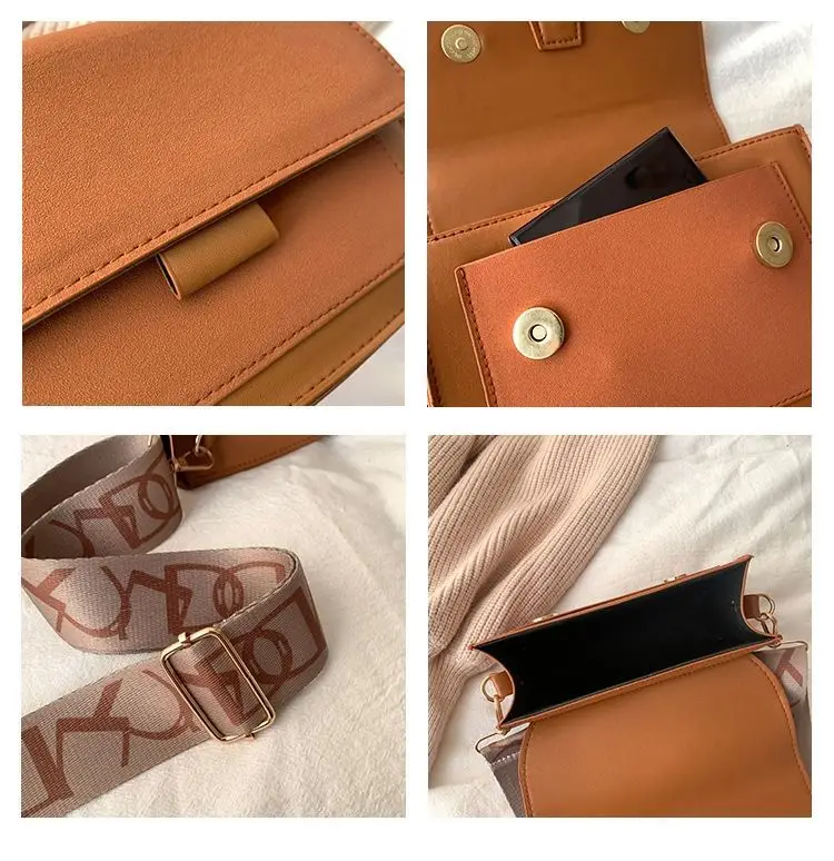 Women Crossbody Bag Brown Leather Retro Wide Strap 2026 — feature 12