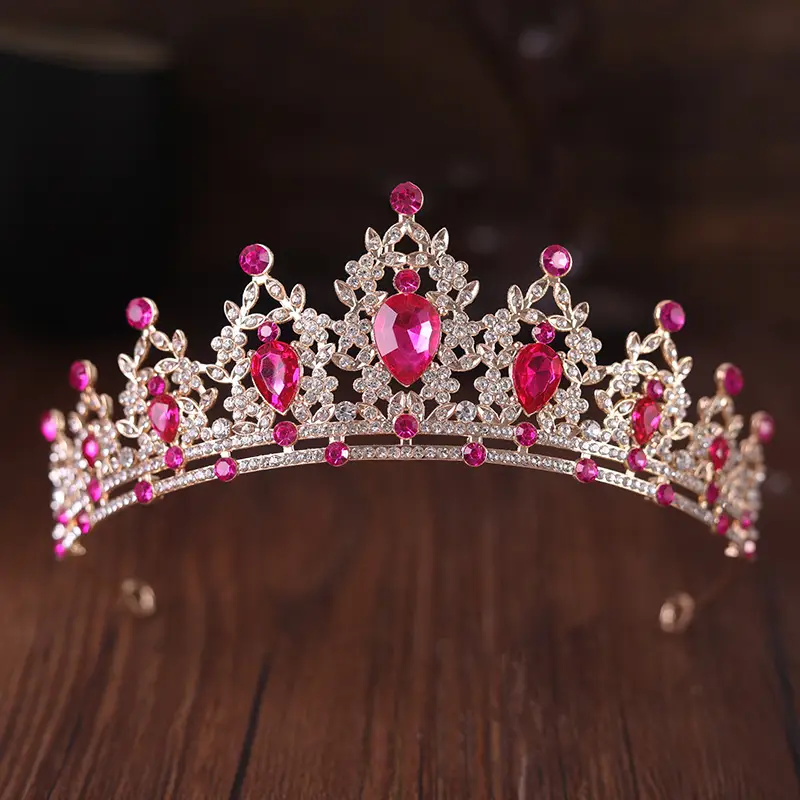Bride Crown Red Baroque Tiara for Wedding Dress Accessories - Image 15
