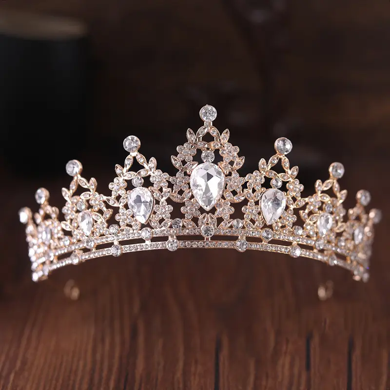 Bride Crown Red Baroque Tiara for Wedding Dress Accessories - Image 2