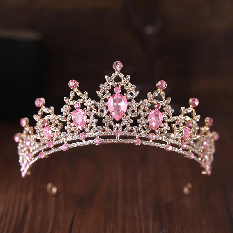 Bride Crown Red Baroque Tiara for Wedding Dress Accessories - Image 3