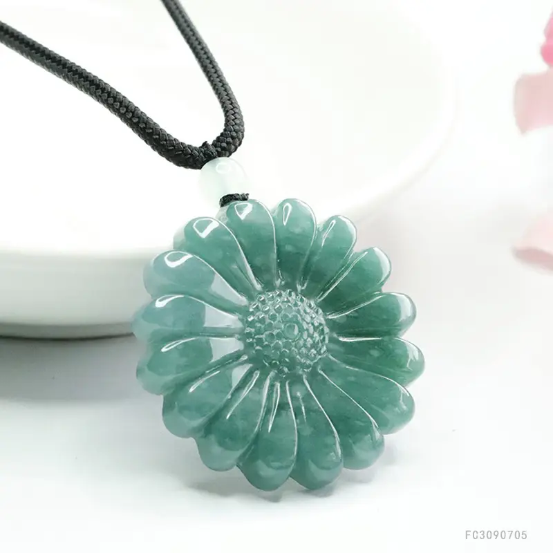 Blue Water Sunflower Jade Pendant Necklace Wholesale Dropshipping