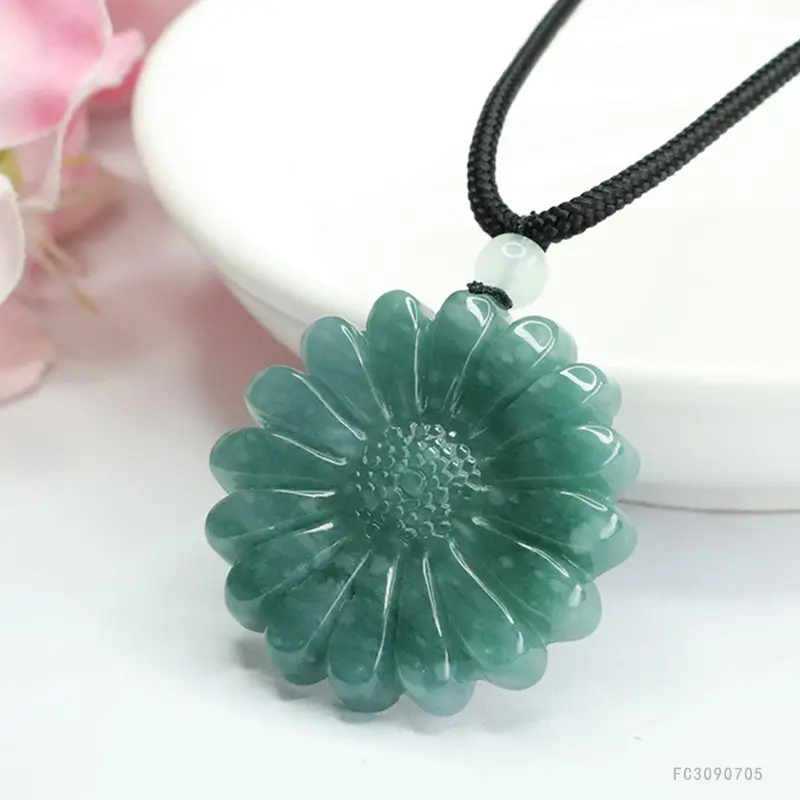 Blue Water Sunflower Jade Pendant Necklace Wholesale Dropshipping