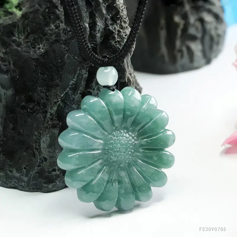 Blue Water Sunflower Jade Pendant Necklace Wholesale Dropshipping — feature 8