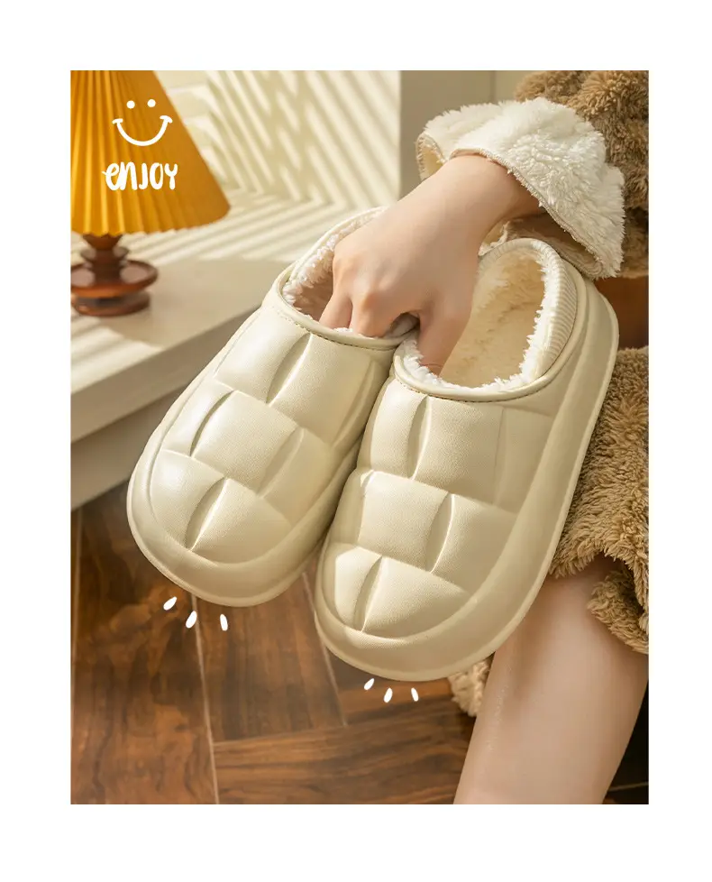 Waterproof Cotton Shoes for Women with Thick Soles for Outer Wear Soft Plush Home Indoor Warm Cotton Slippers for Men Winter Wholesale — feature 12