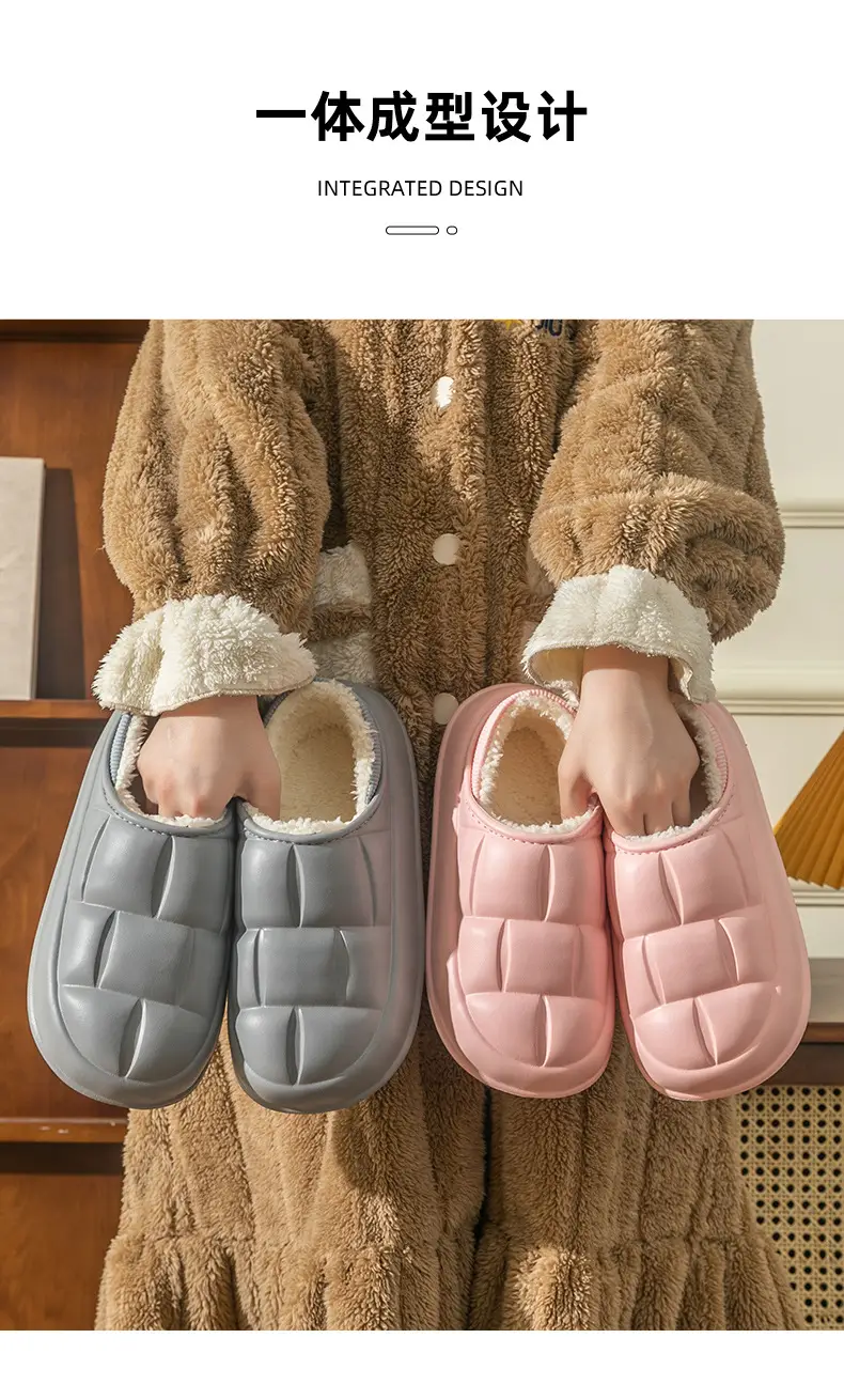 Waterproof Cotton Shoes for Women with Thick Soles for Outer Wear Soft Plush Home Indoor Warm Cotton Slippers for Men Winter Wholesale — feature 18