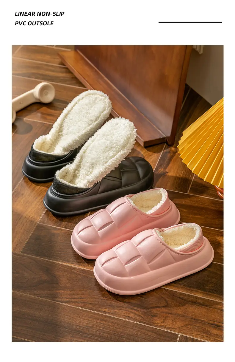 Waterproof Cotton Shoes for Women with Thick Soles for Outer Wear Soft Plush Home Indoor Warm Cotton Slippers for Men Winter Wholesale — feature 27