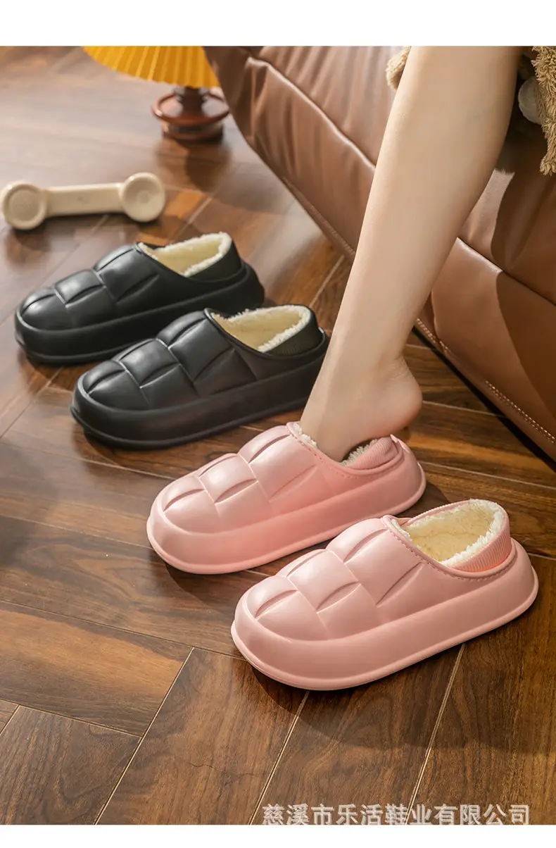Waterproof Cotton Shoes for Women with Thick Soles for Outer Wear Soft Plush Home Indoor Warm Cotton Slippers for Men Winter Wholesale — feature 28