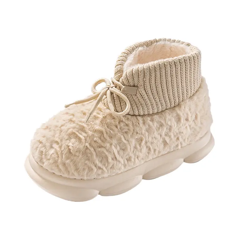 High-Top Cotton Slippers for Women with Thick Soles, Plush Lining for Warmth, Waterproof Cotton Shoes for Men, Suitable for Outdoor Wear, Couple Style, Thickened and Height-Increasing - Image 9