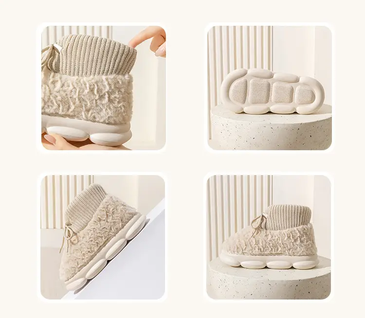 High-Top Cotton Slippers for Women with Thick Soles, Plush Lining for Warmth, Waterproof Cotton Shoes for Men, Suitable for Outdoor Wear, Couple Style, Thickened and Height-Increasing — feature 9