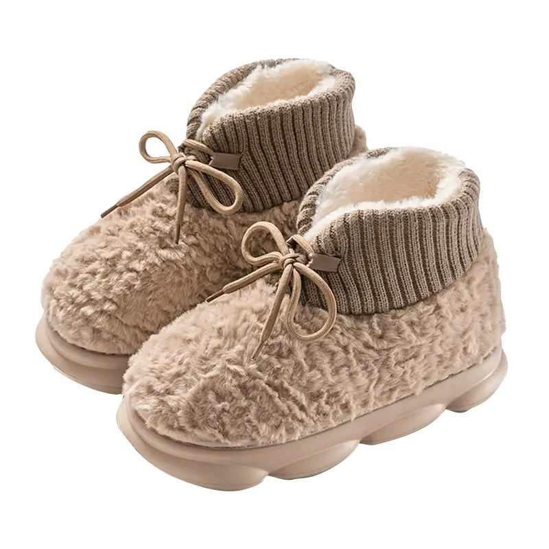High-Top Cotton Slippers for Women with Thick Soles, Plush Lining for Warmth, Waterproof Cotton Shoes for Men, Suitable for Outdoor Wear, Couple Style, Thickened and Height-Increasing - Image 2
