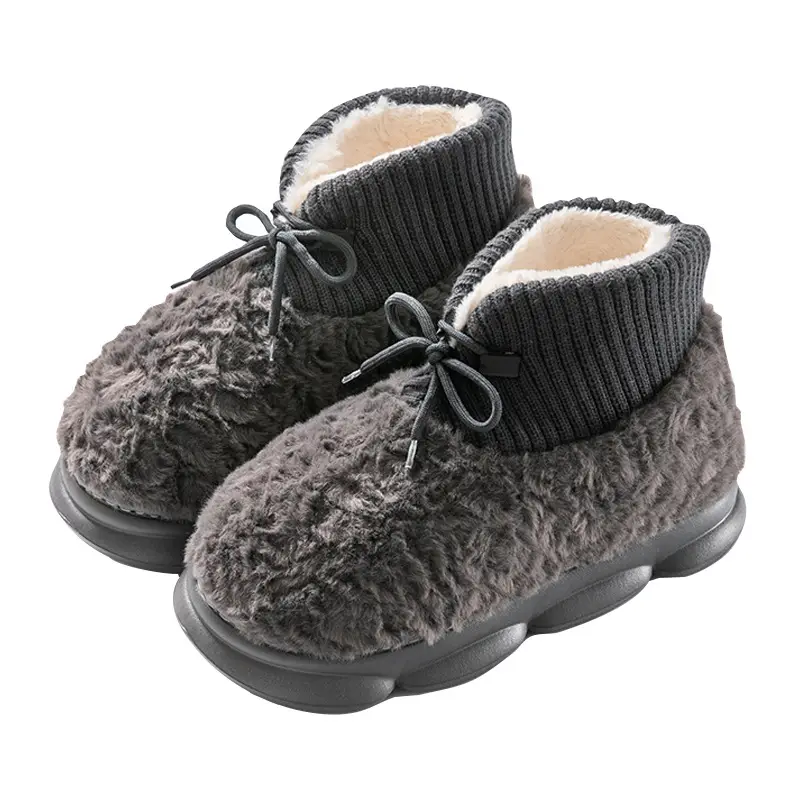 High-Top Cotton Slippers for Women with Thick Soles, Plush Lining for Warmth, Waterproof Cotton Shoes for Men, Suitable for Outdoor Wear, Couple Style, Thickened and Height-Increasing - Image 3