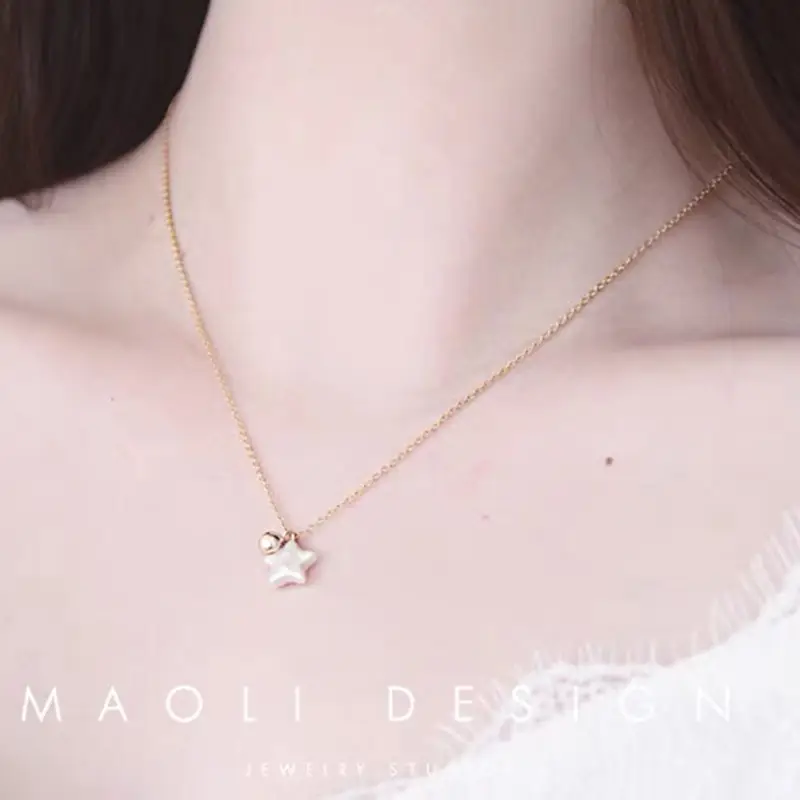 Women's Five-pointed Star Pearl Necklace Light Chain