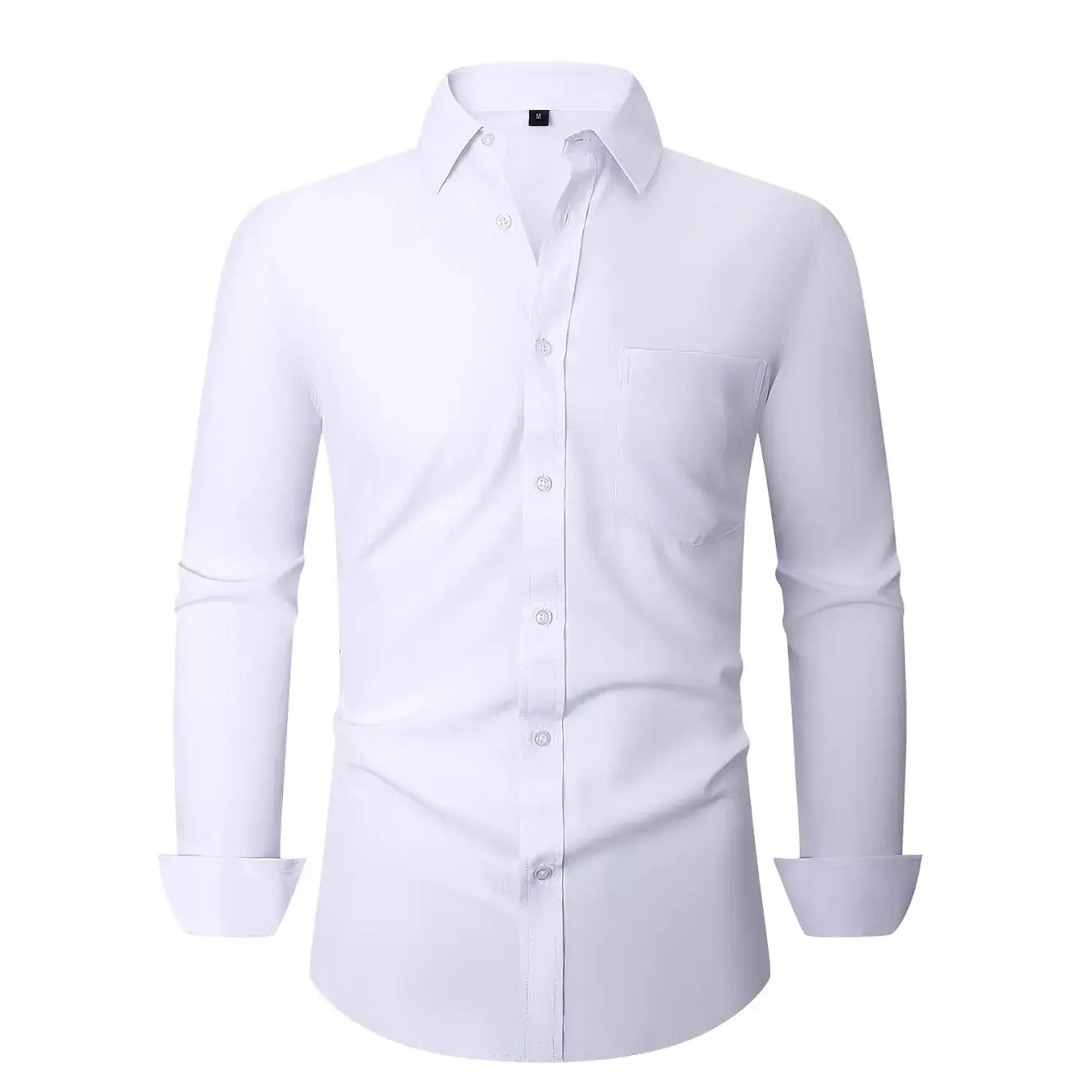 White Formal Men's Shirts Four-Way Stretch Long Sleeve - Image 18