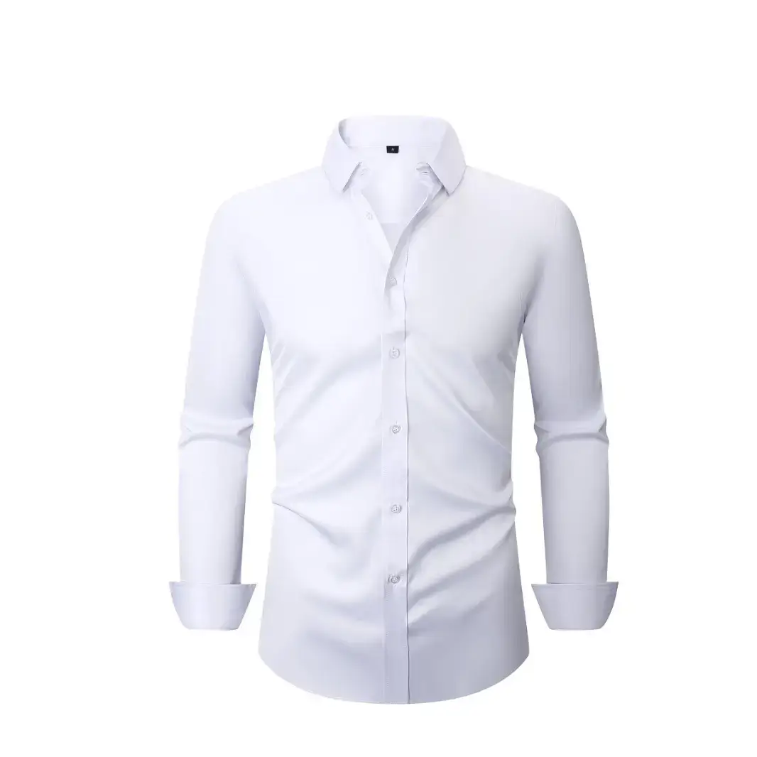 White Formal Men's Shirts Four-Way Stretch Long Sleeve - Image 20