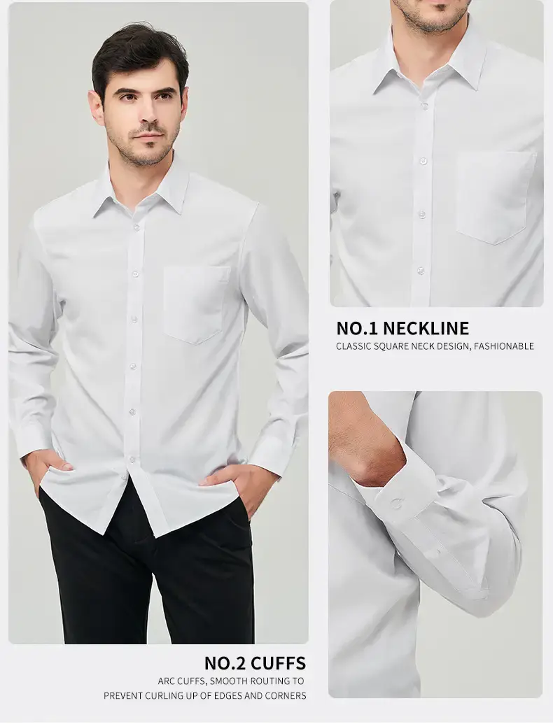 White Formal Men's Shirts Four-Way Stretch Long Sleeve — feature 25