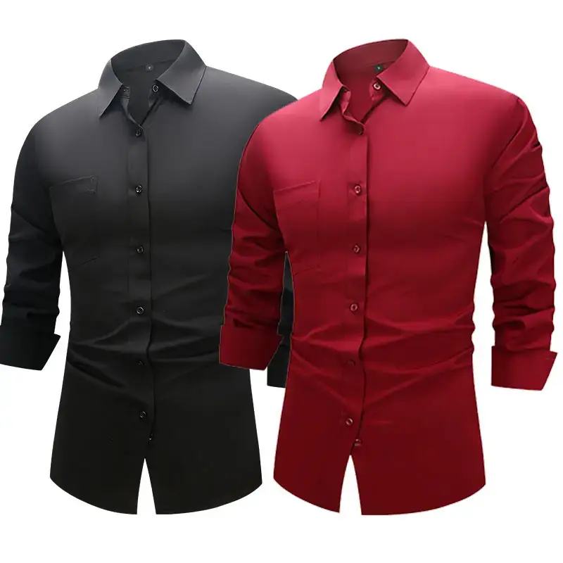 White Formal Men's Shirts Four-Way Stretch Long Sleeve — feature 3