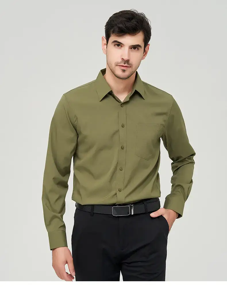 White Formal Men's Shirts Four-Way Stretch Long Sleeve — feature 37