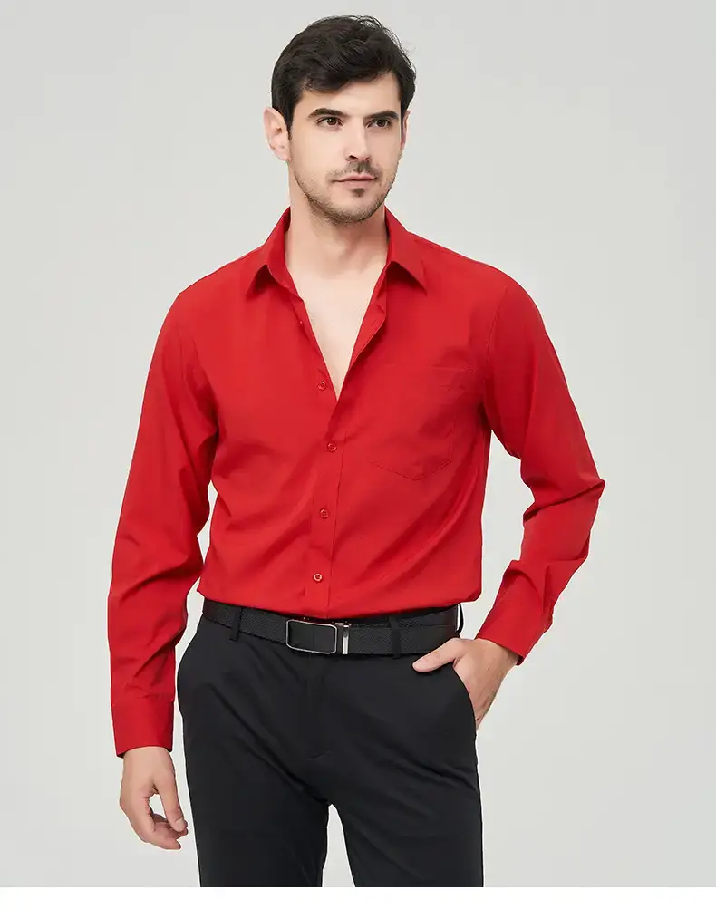White Formal Men's Shirts Four-Way Stretch Long Sleeve — feature 39