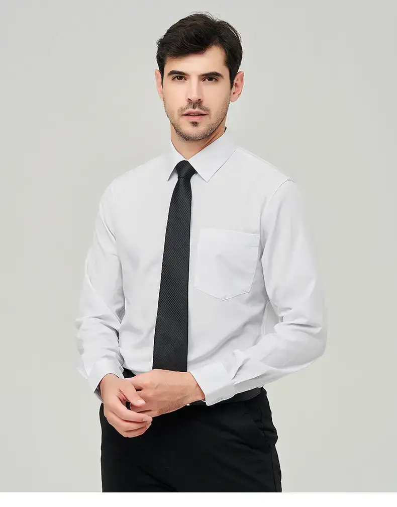 White Formal Men's Shirts Four-Way Stretch Long Sleeve — feature 45
