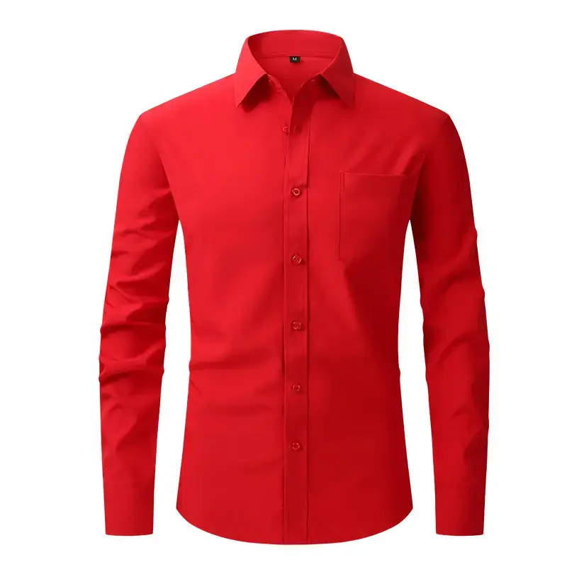 White Formal Men's Shirts Four-Way Stretch Long Sleeve - Image 11