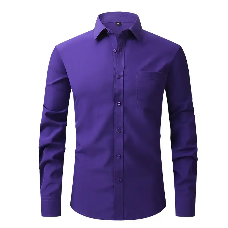 White Formal Men's Shirts Four-Way Stretch Long Sleeve - Image 3