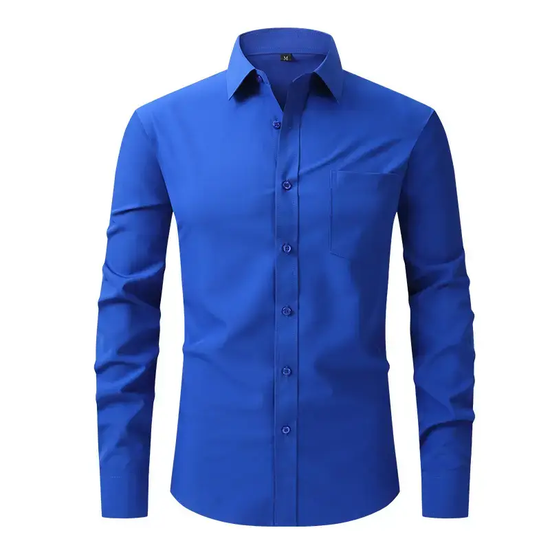 White Formal Men's Shirts Four-Way Stretch Long Sleeve - Image 4
