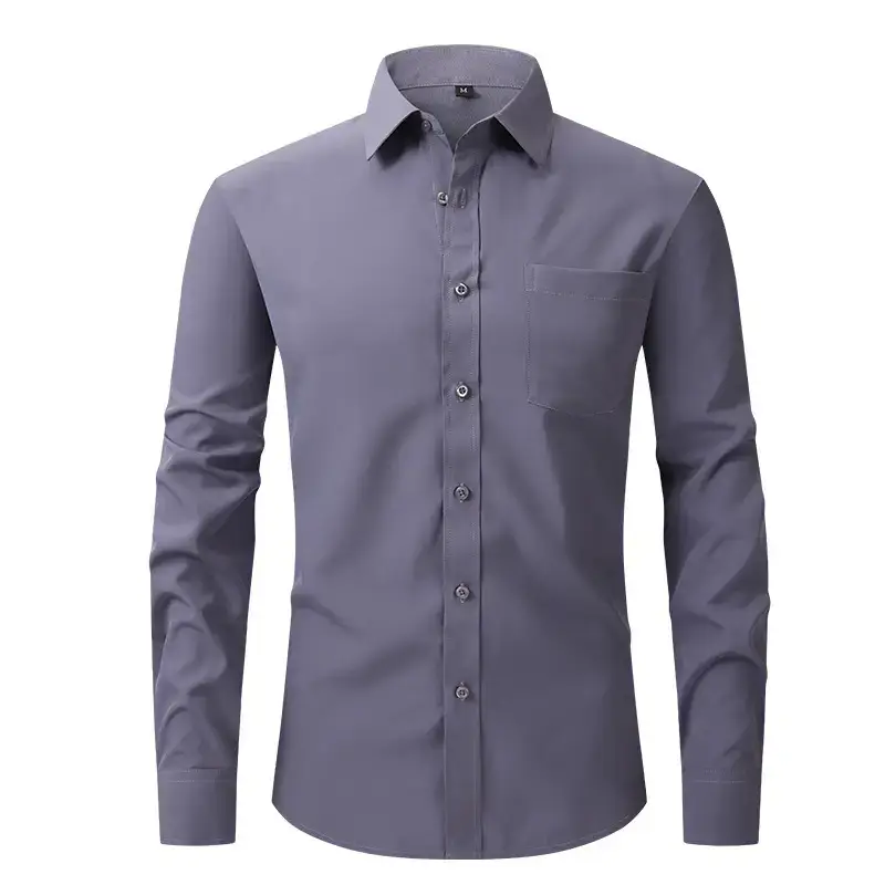 White Formal Men's Shirts Four-Way Stretch Long Sleeve - Image 5