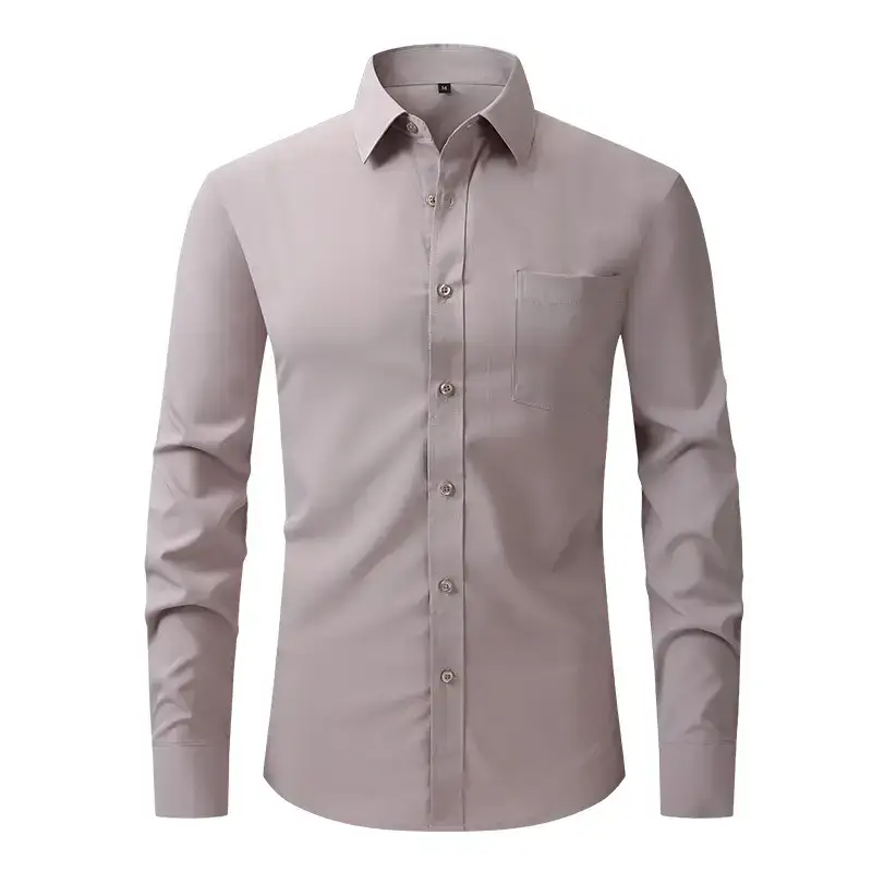 White Formal Men's Shirts Four-Way Stretch Long Sleeve - Image 6