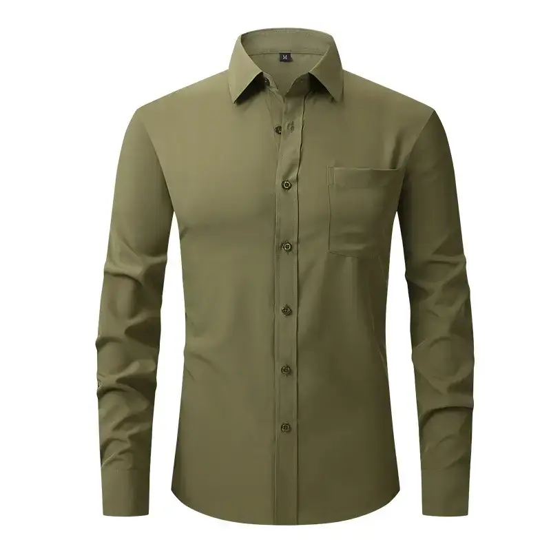 White Formal Men's Shirts Four-Way Stretch Long Sleeve - Image 7
