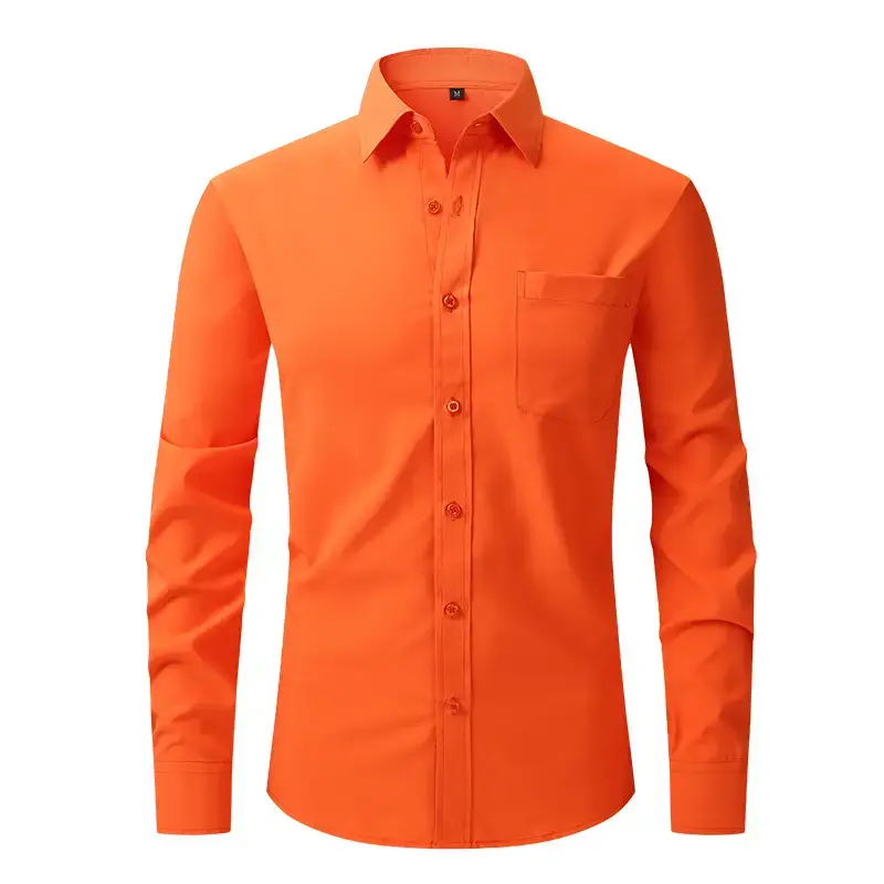 White Formal Men's Shirts Four-Way Stretch Long Sleeve - Image 8