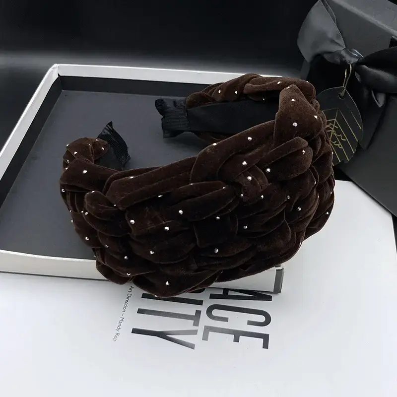 Black Beaded Wide Brim Hair Hoop for Women — feature 5
