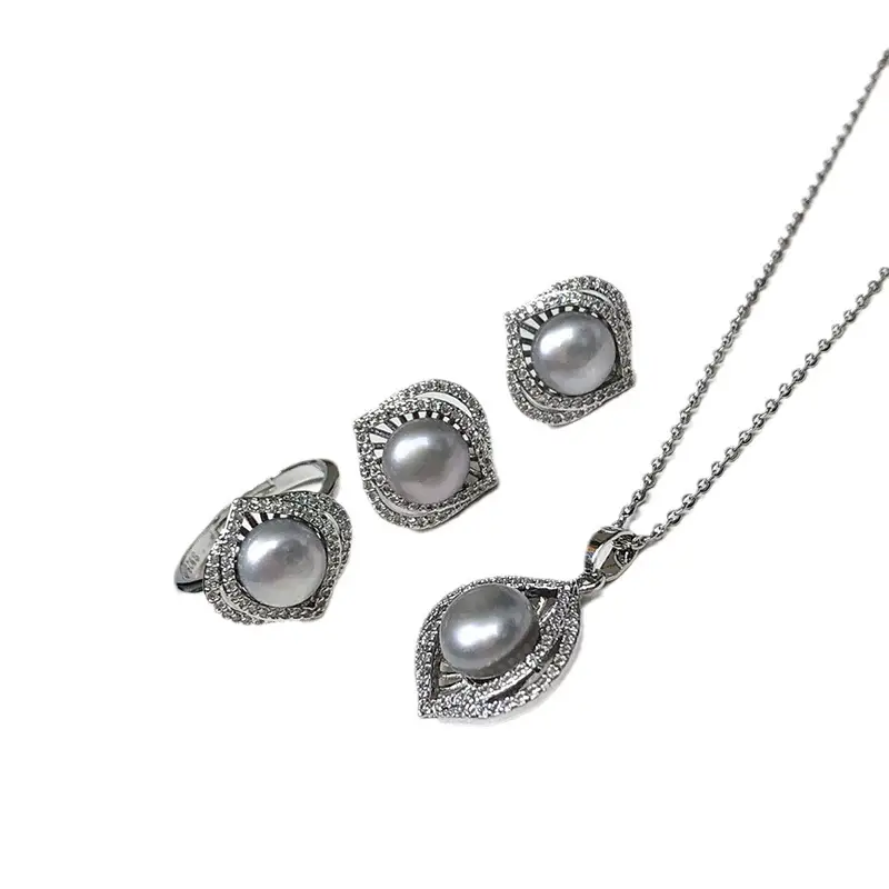 Pearl Necklace Earrings Ring Set for Women - Image 8