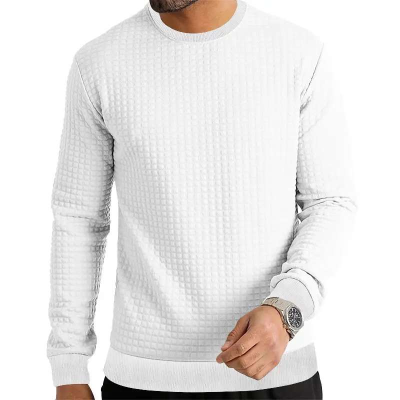 Men's Long Sleeve Waffle Knit T-Shirt Beige — feature 13