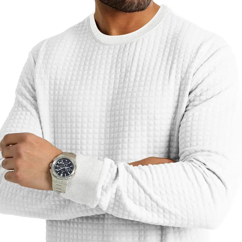 Men's Long Sleeve Waffle Knit T-Shirt Beige — feature 15
